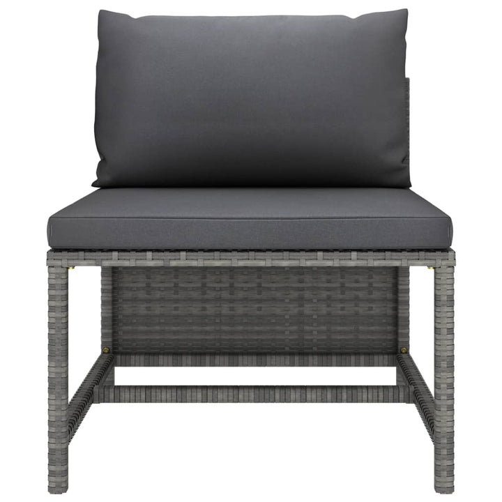 havesofasæt 3 dele med hynder polyrattan grå
