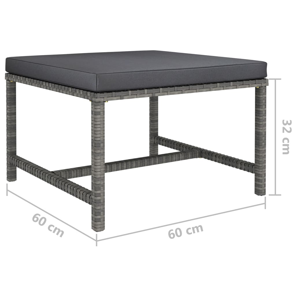 havesofasæt 3 dele med hynder polyrattan grå