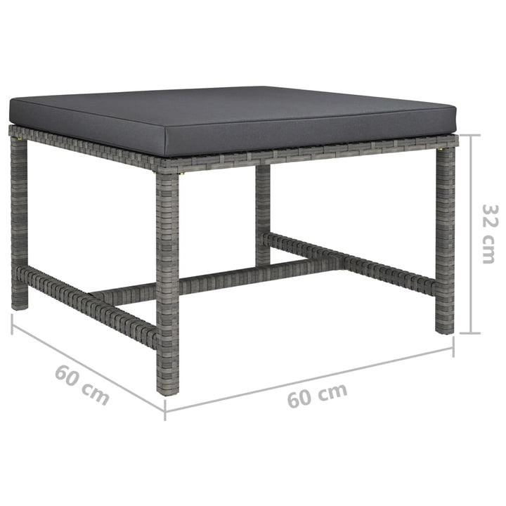 havesofasæt 3 dele med hynder polyrattan grå