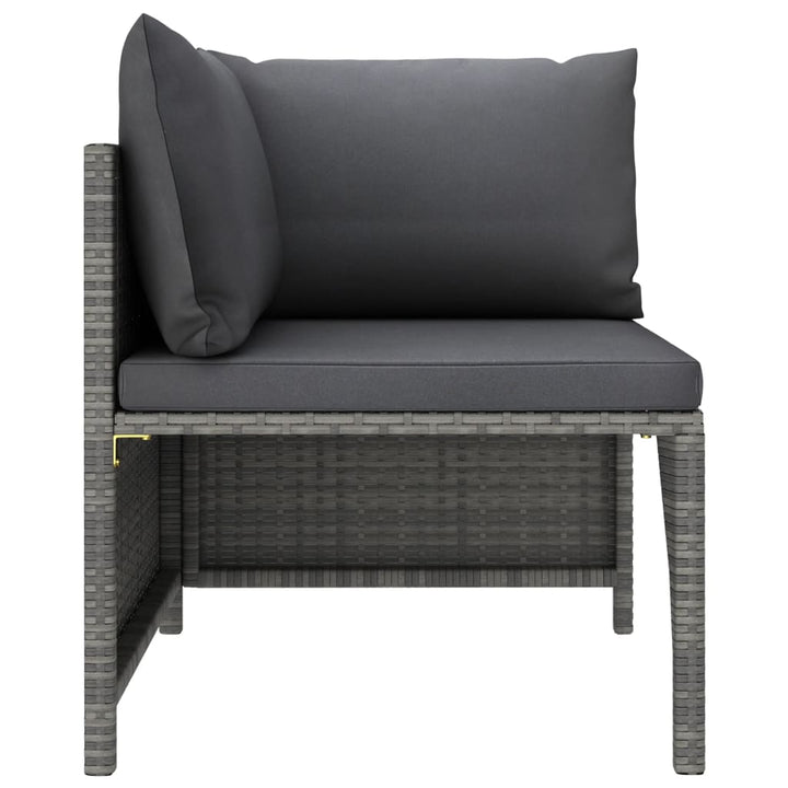 sofasæt 5 dele med hynder polyrattan grå