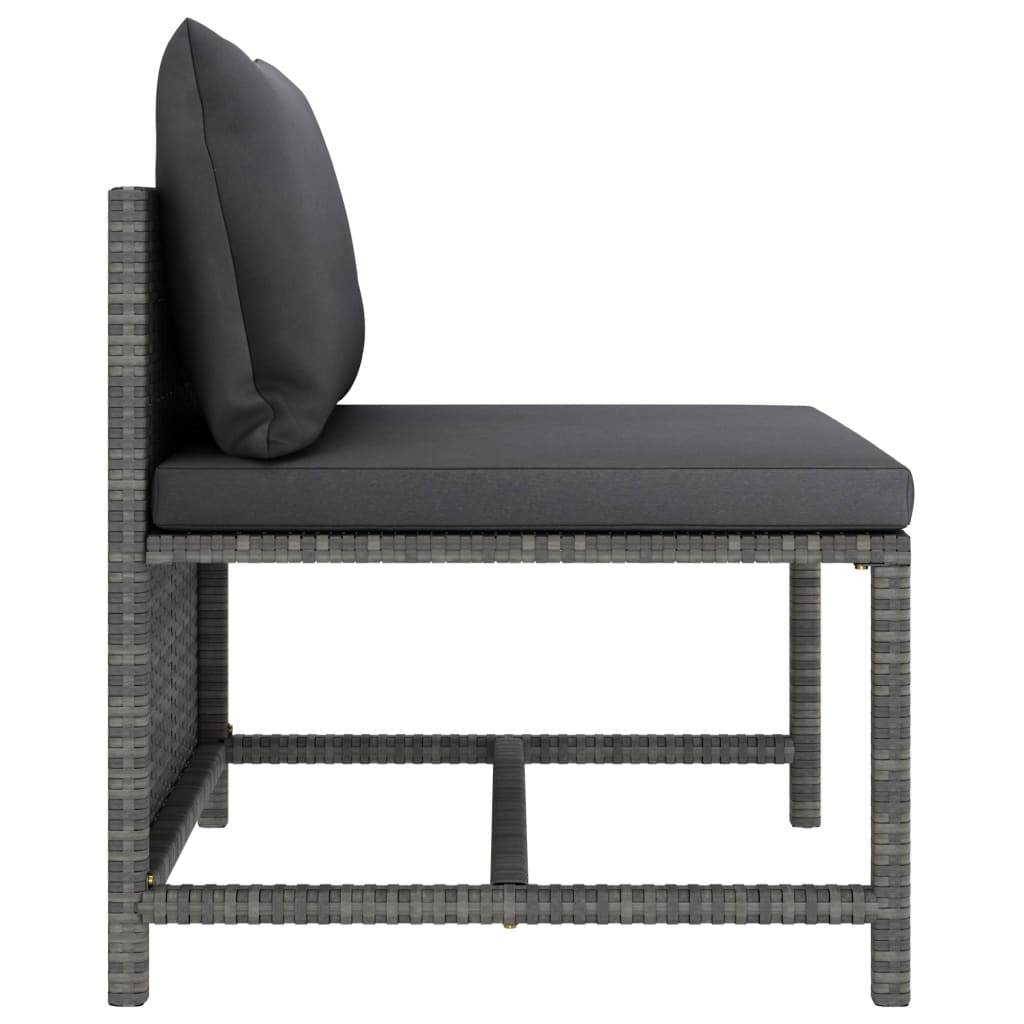sofasæt 5 dele med hynder polyrattan grå
