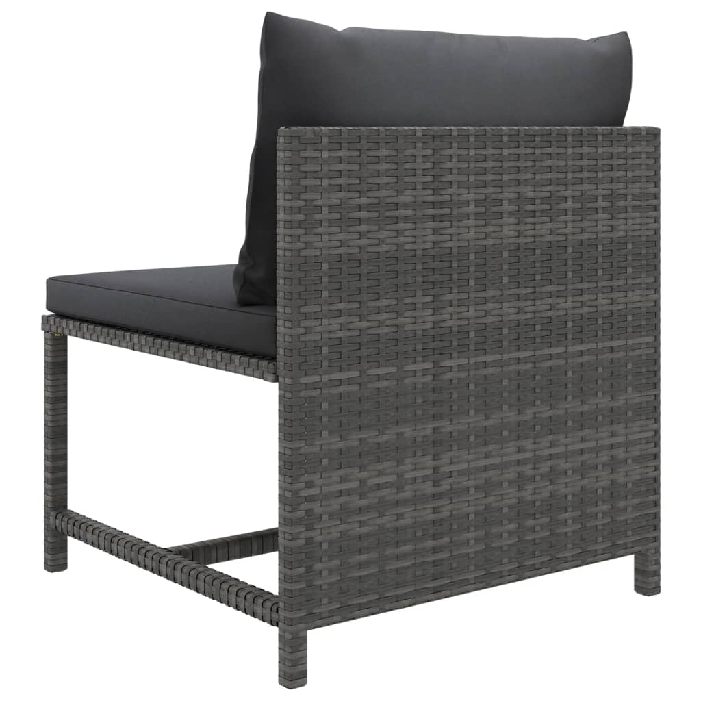 sofasæt 5 dele med hynder polyrattan grå