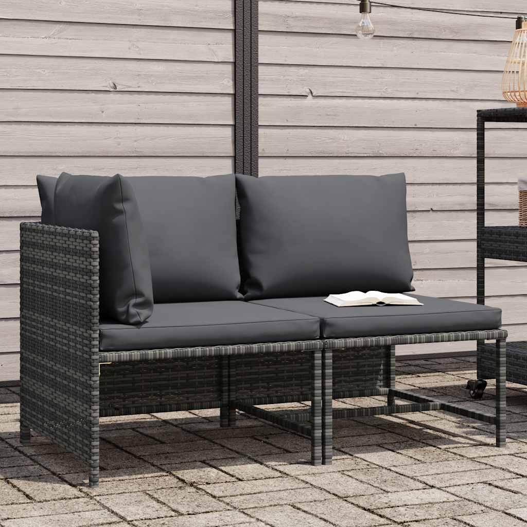sofasæt 2 dele med hynder polyrattan grå