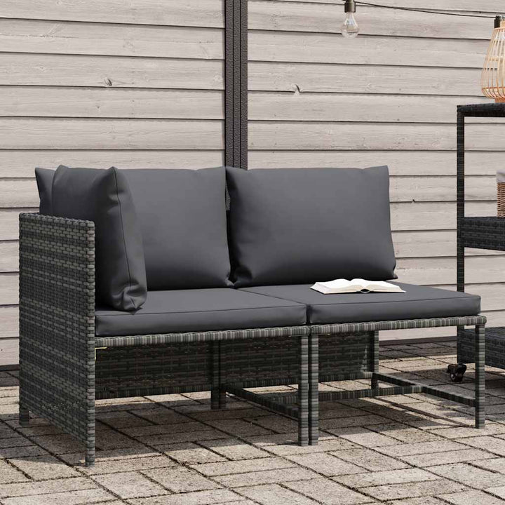 sofasæt 2 dele med hynder polyrattan grå
