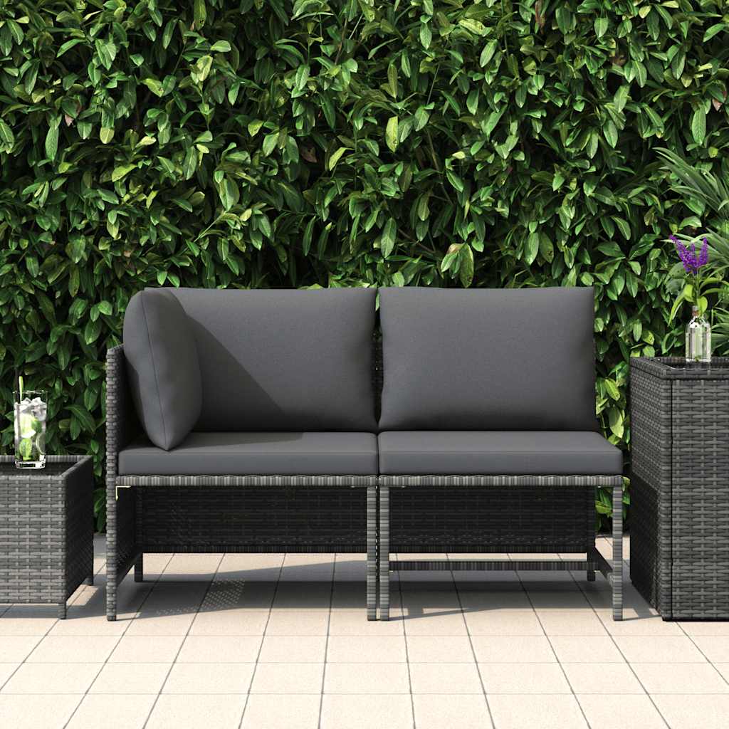 sofasæt 2 dele med hynder polyrattan grå