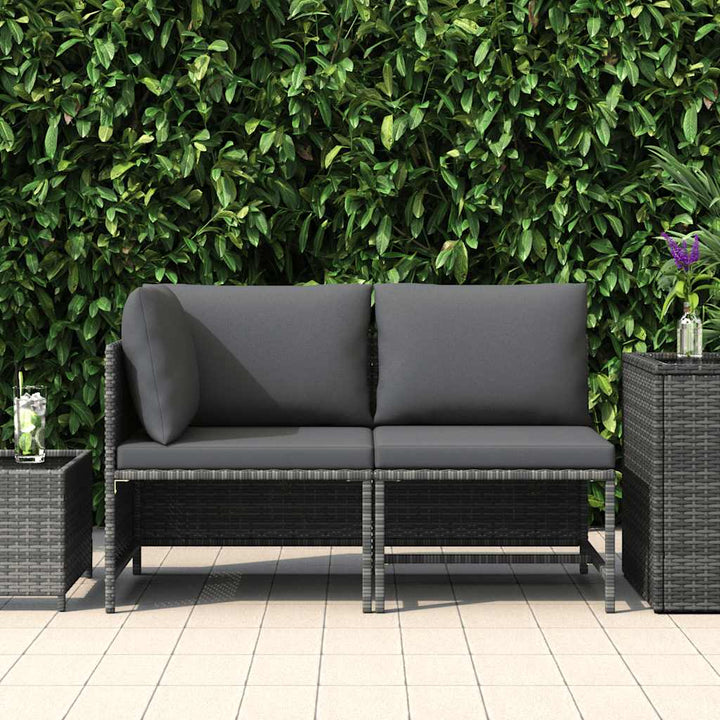 sofasæt 2 dele med hynder polyrattan grå