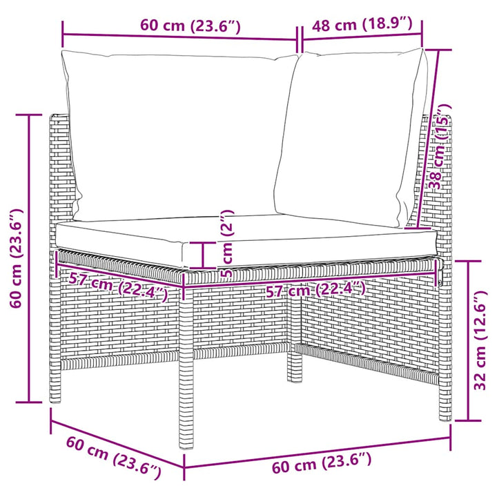 sofasæt 2 dele med hynder polyrattan grå