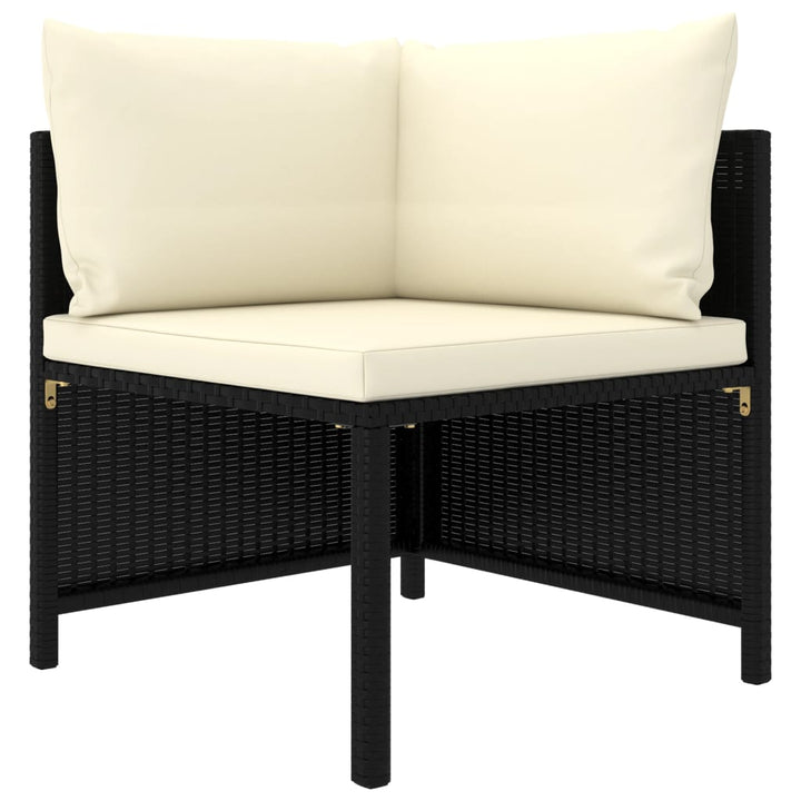 4-personers havesofa med hynder polyrattan sort