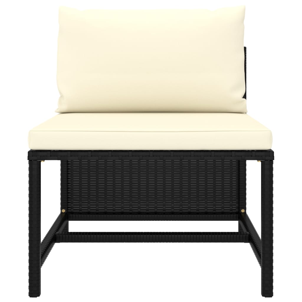 4-personers havesofa med hynder polyrattan sort