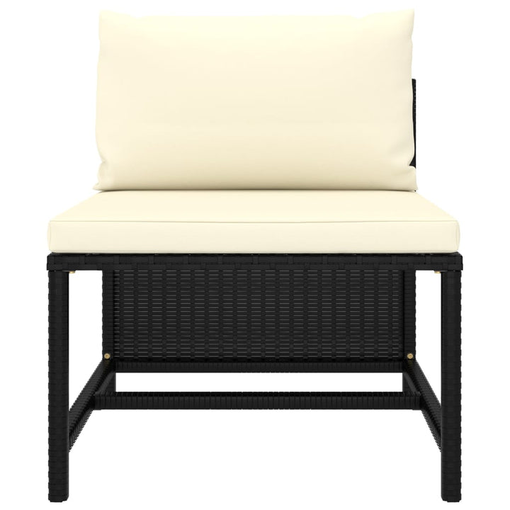4-personers havesofa med hynder polyrattan sort