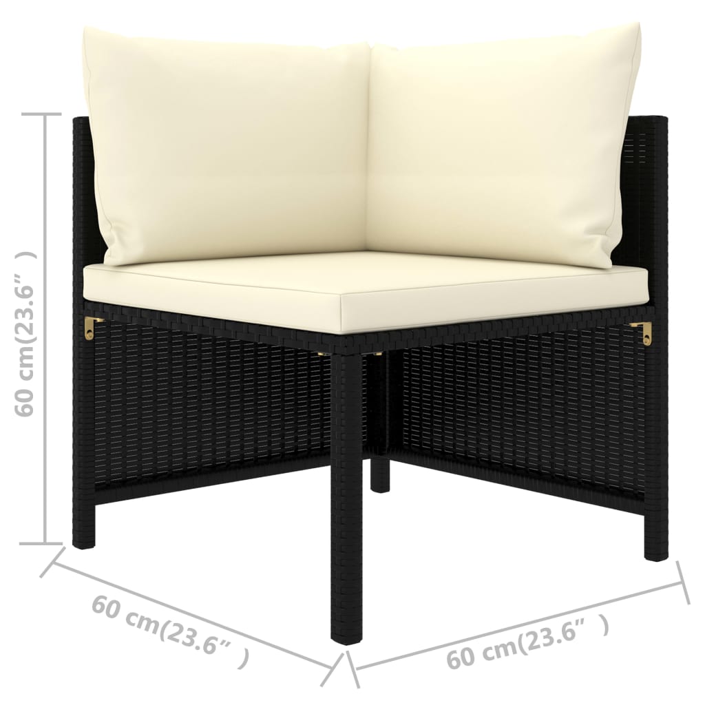 4-personers havesofa med hynder polyrattan sort