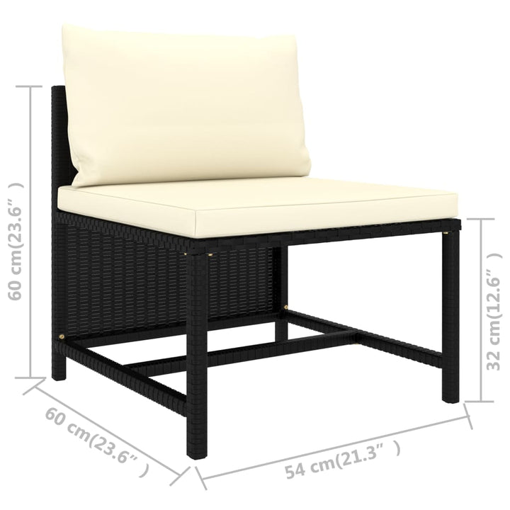4-personers havesofa med hynder polyrattan sort