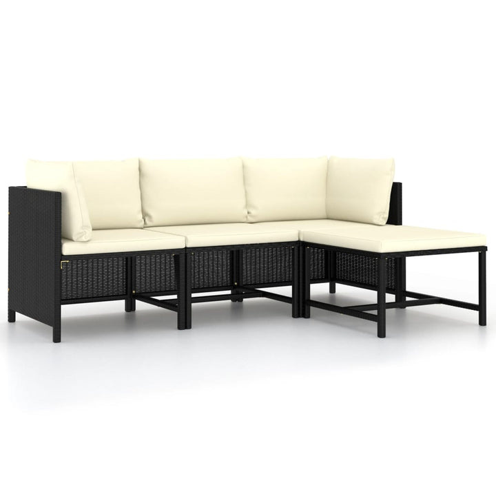 sofasæt til haven 4 dele med hynder polyrattan sort