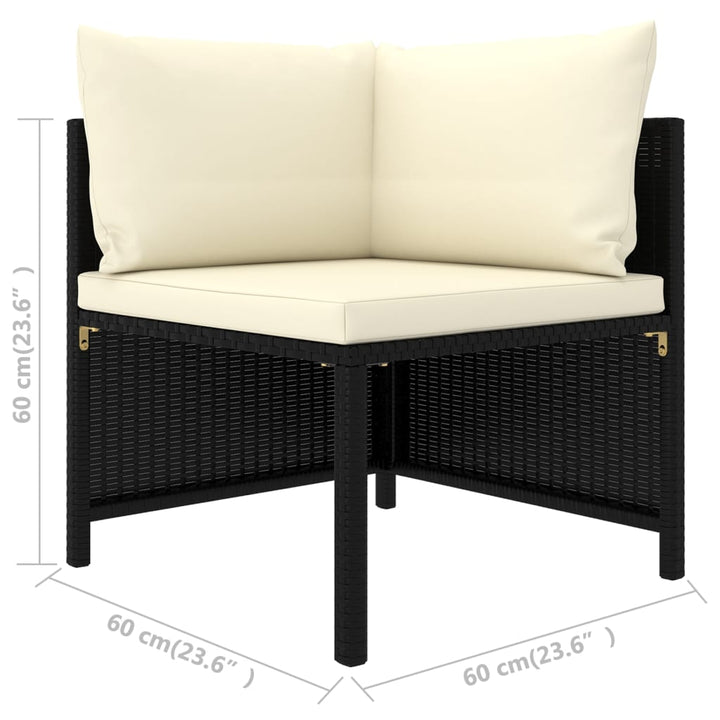 sofasæt til haven 5 dele med hynder polyrattan sort