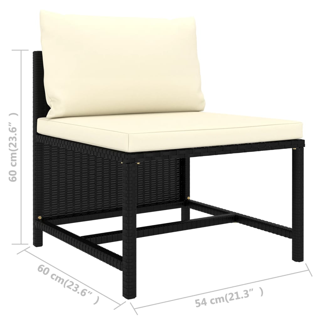 sofasæt til haven 5 dele med hynder polyrattan sort