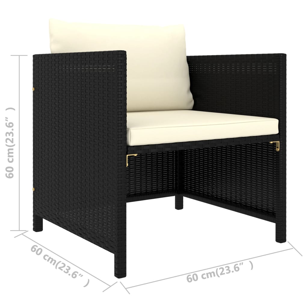 sofasæt til haven 4 dele med hynder polyrattan sort