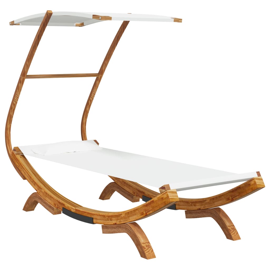 loungeseng med baldakin 100x190x134 cm bøjet træ cremefarvet
