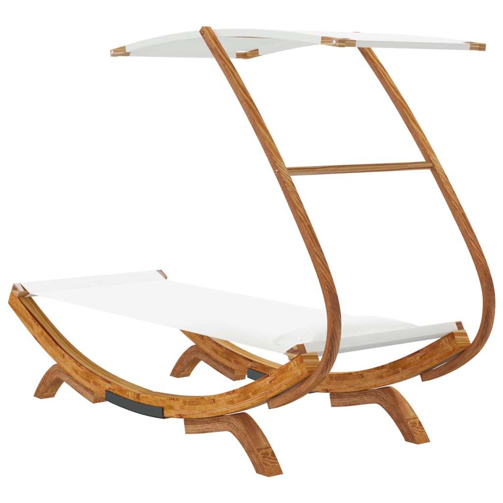loungeseng med baldakin 100x190x134 cm bøjet træ cremefarvet