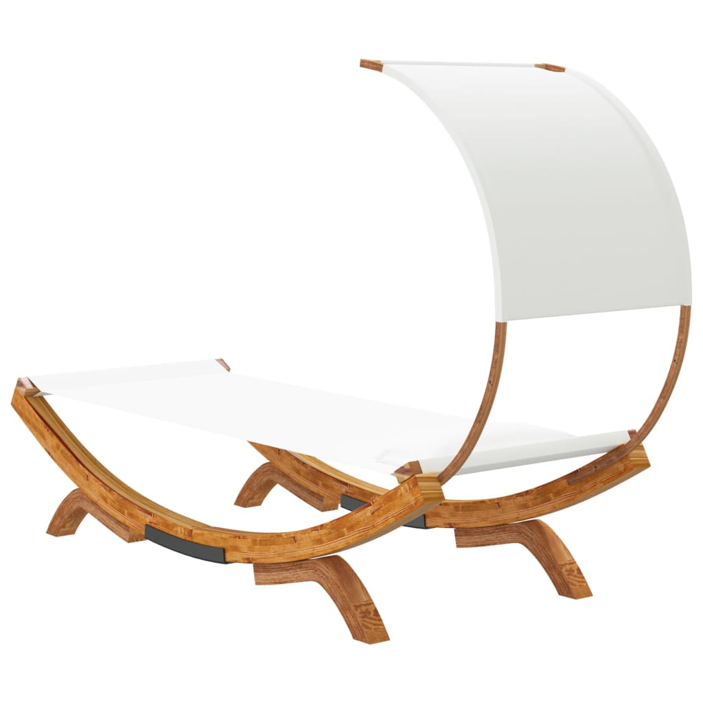 loungeseng med baldakin 100x200x126 cm bøjet træ cremefarvet