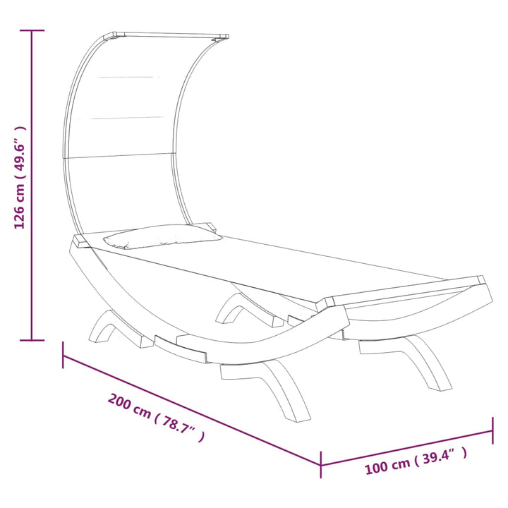 loungeseng med baldakin 100x200x126 cm bøjet træ cremefarvet