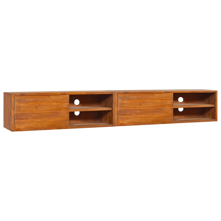 væghængt tv-skab 180x30x30 cm massivt teaktræ