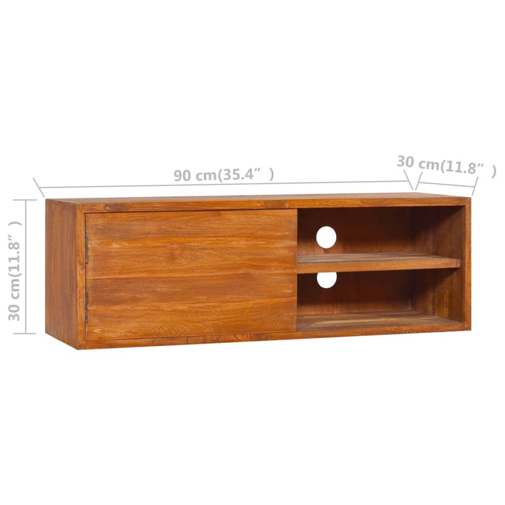 væghængt tv-skab 180x30x30 cm massivt teaktræ