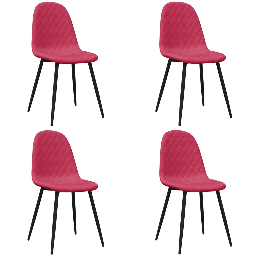 spisebordsstole 4 stk. velour vinrød