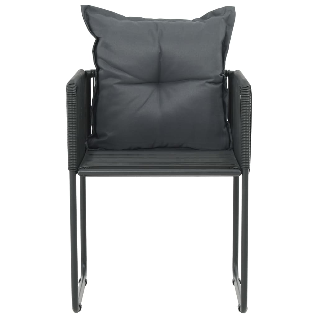 havestole 4 stk. med puder polyrattan sort