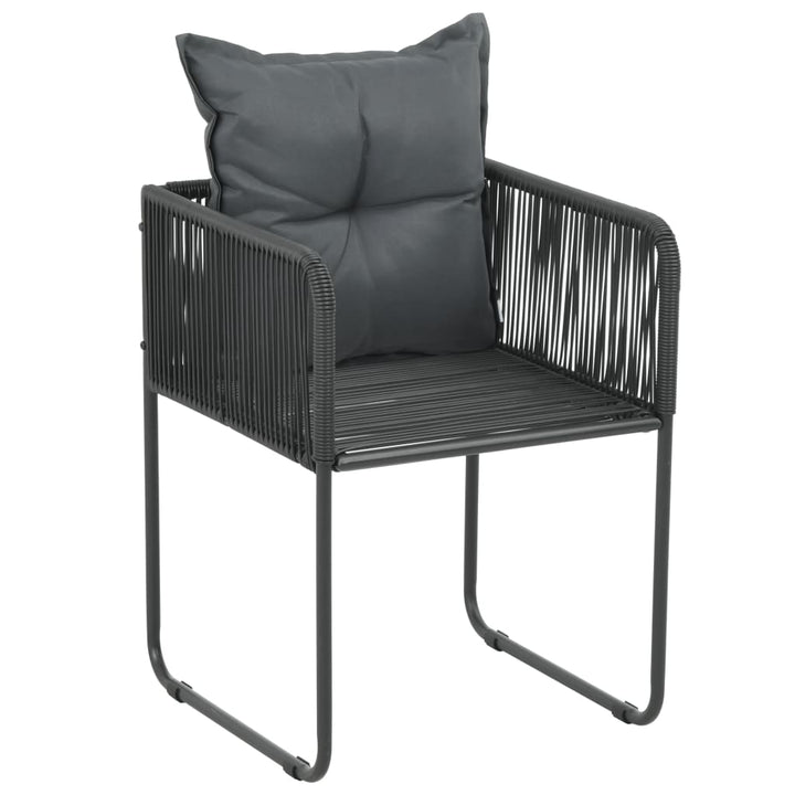 havestole 6 stk. med puder polyrattan sort
