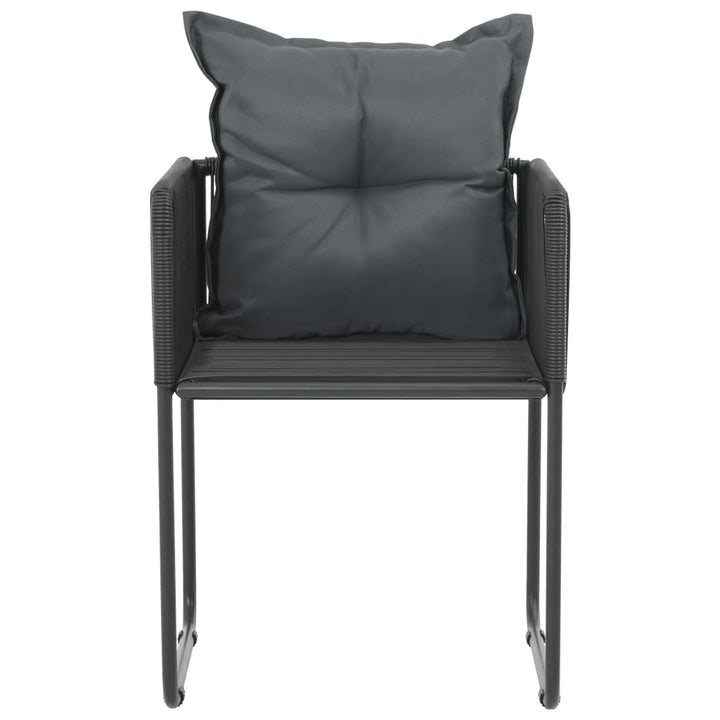 havestole 6 stk. med puder polyrattan sort