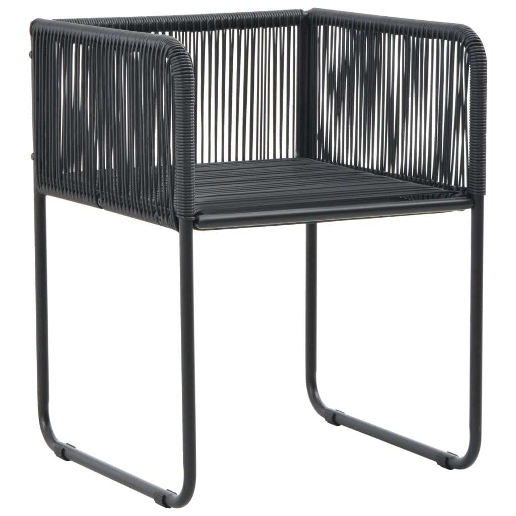 havestole 6 stk. med puder polyrattan sort
