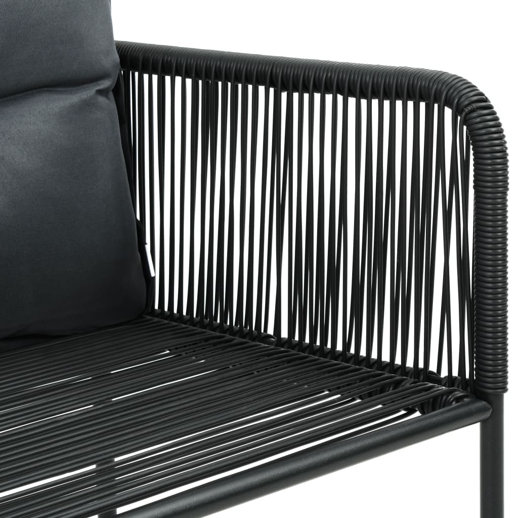havestole 6 stk. med puder polyrattan sort