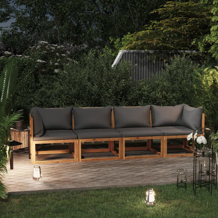 4-personers havesofa med hynde massivt akacietræ