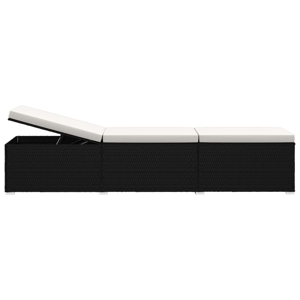 liggestole 3 dele med tebord polyrattan sort