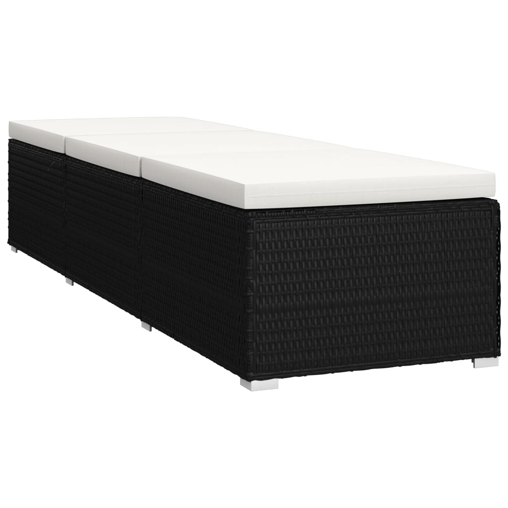 liggestole 3 dele med tebord polyrattan sort