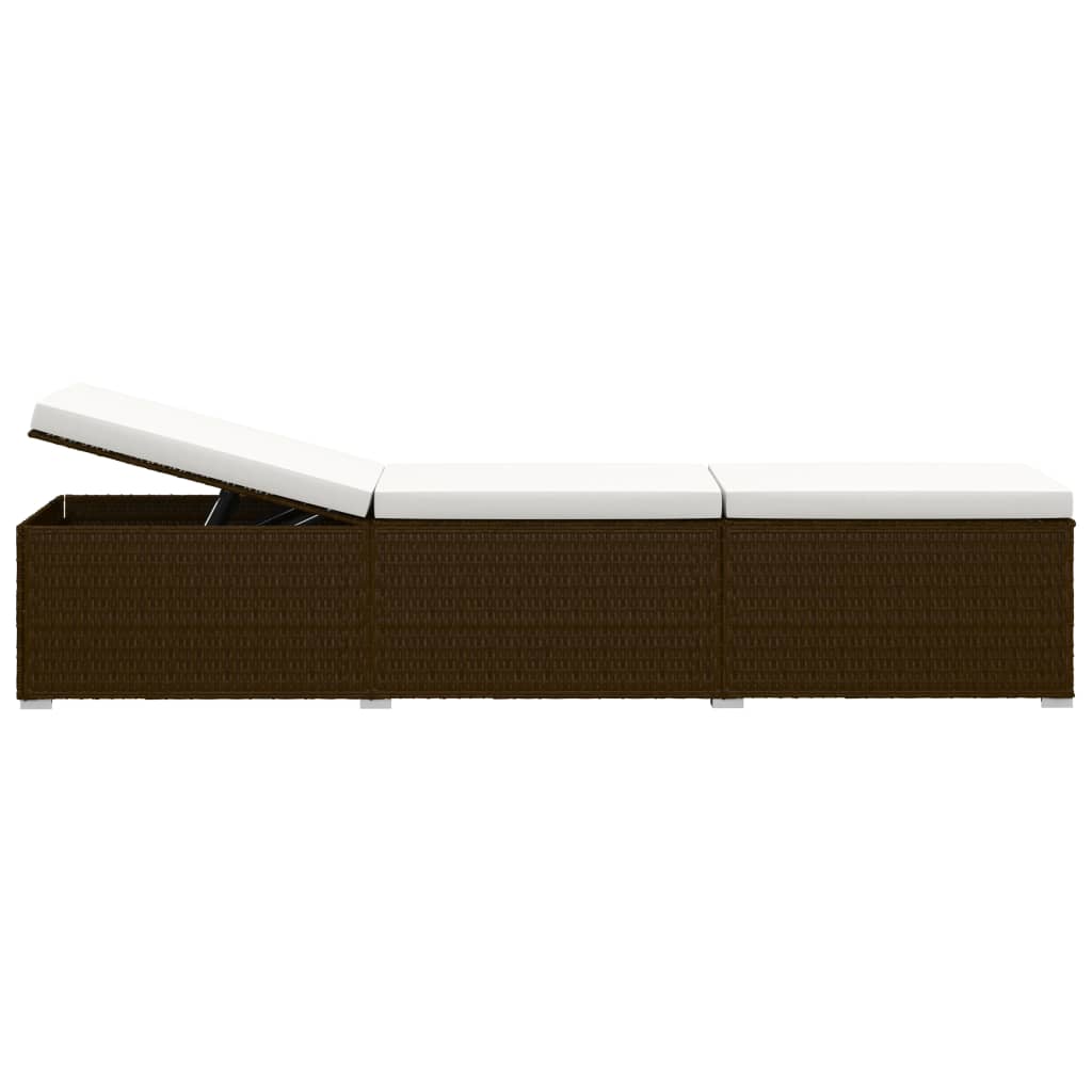 liggestole 3 dele med tebord polyrattan brun
