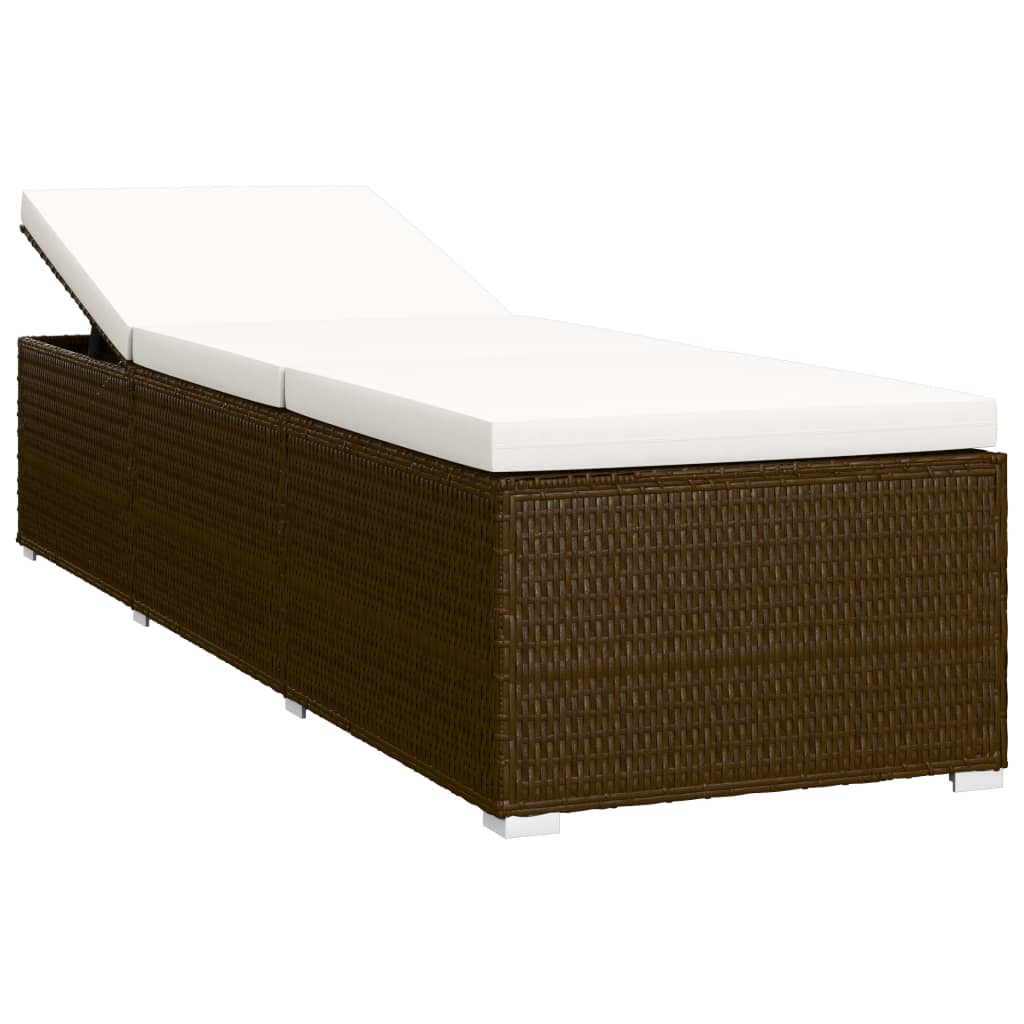 liggestole 3 dele med tebord polyrattan brun