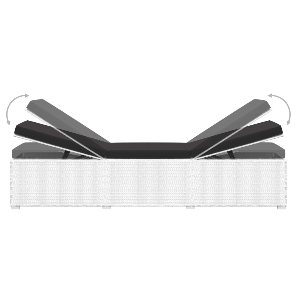 loungestole med tebord 3 dele polyrattan hvid