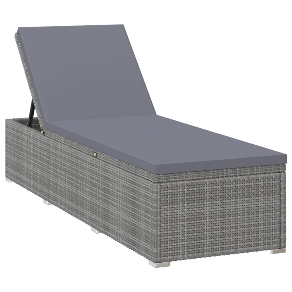 loungestole med tebord 3 dele polyrattan grå