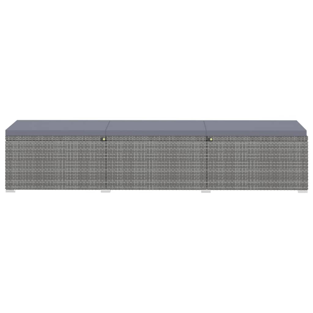 loungestole med tebord 3 dele polyrattan grå