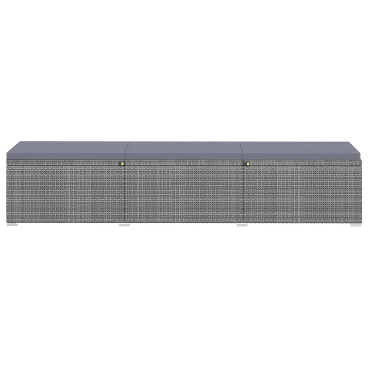 loungestole med tebord 3 dele polyrattan grå