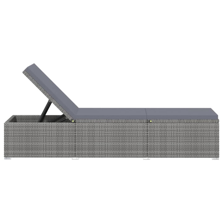 loungestole med tebord 3 dele polyrattan grå