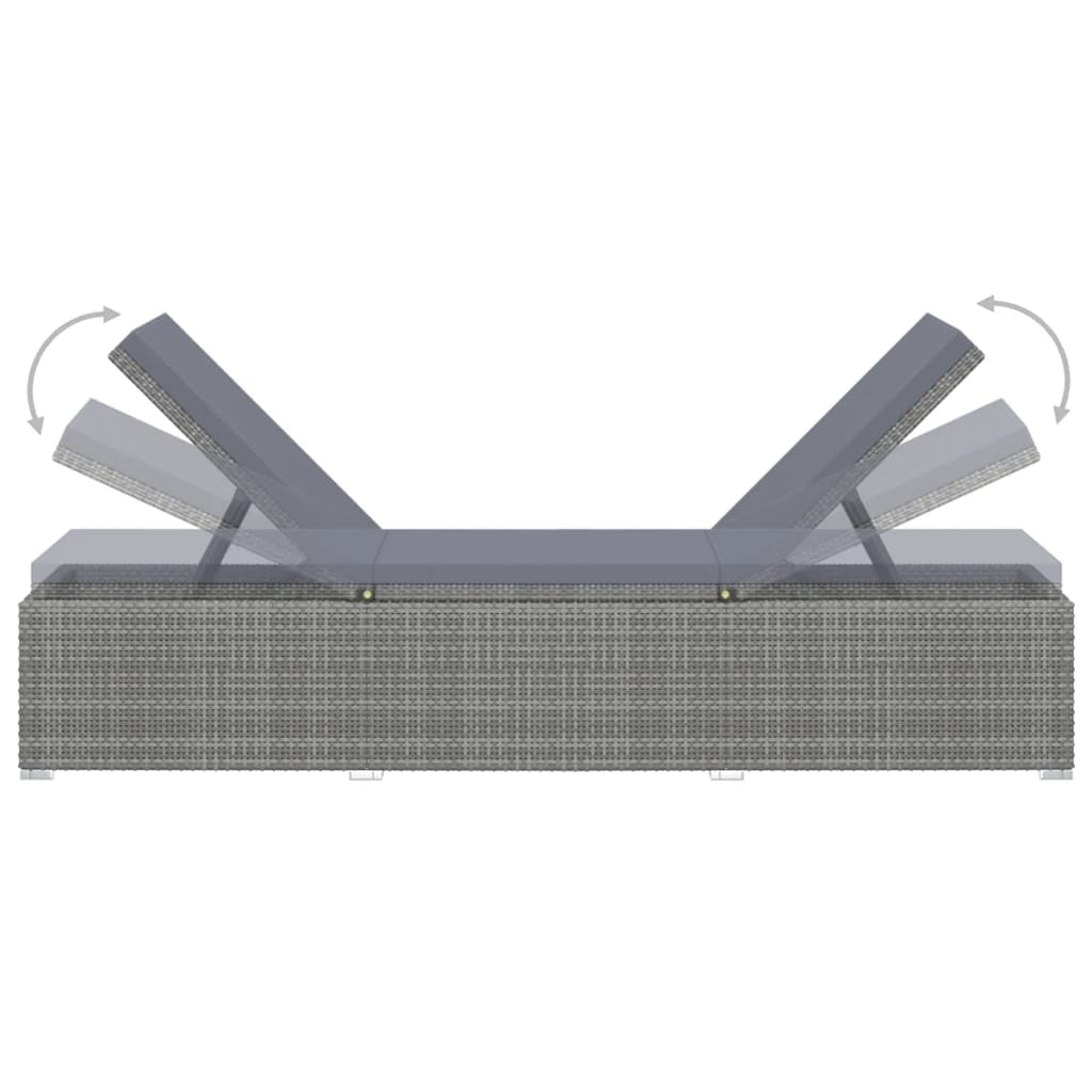 loungestole med tebord 3 dele polyrattan grå