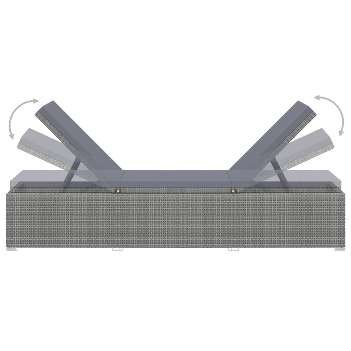 loungestole med tebord 3 dele polyrattan grå