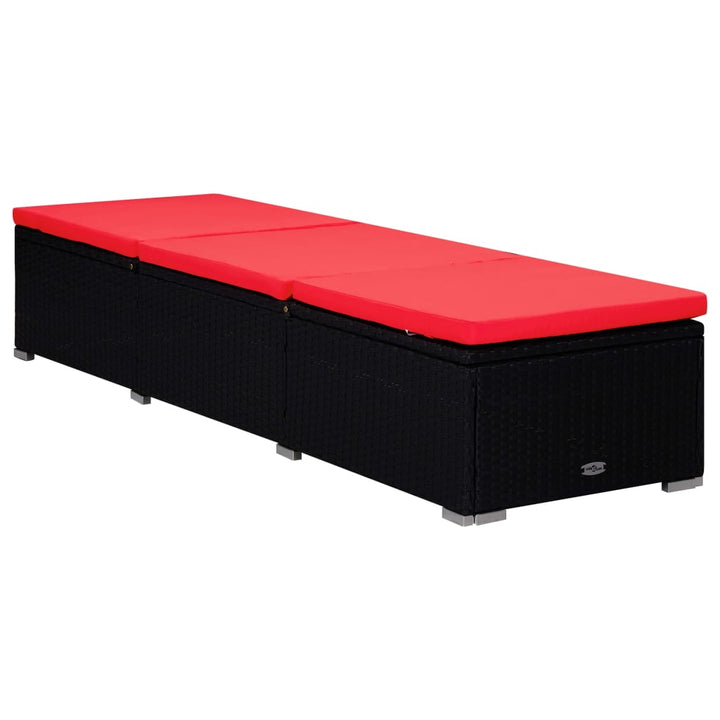 liggestole med tebord 3 dele polyrattan sort
