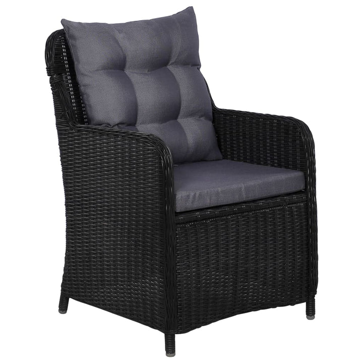 udendørs spisebordssæt 9 dele polyrattan sort