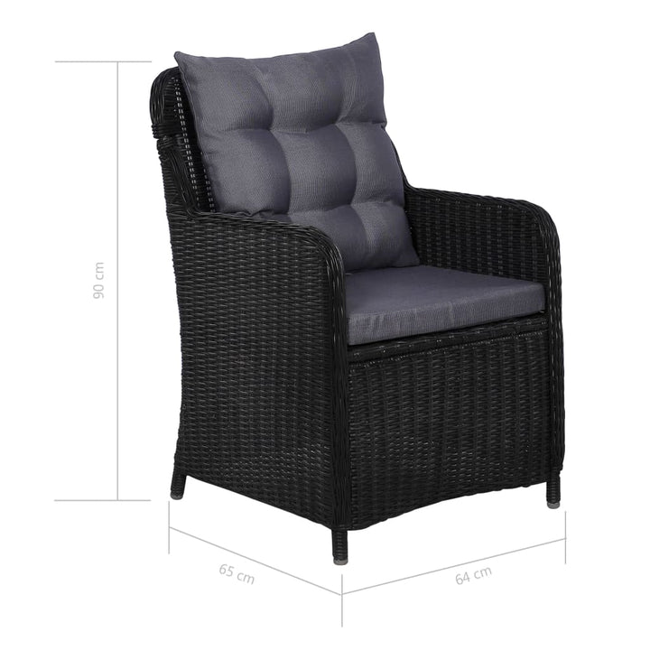 udendørs spisebordssæt 9 dele polyrattan sort
