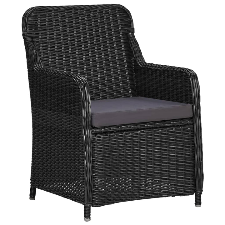 udendørs spisebordssæt 9 dele polyrattan sort