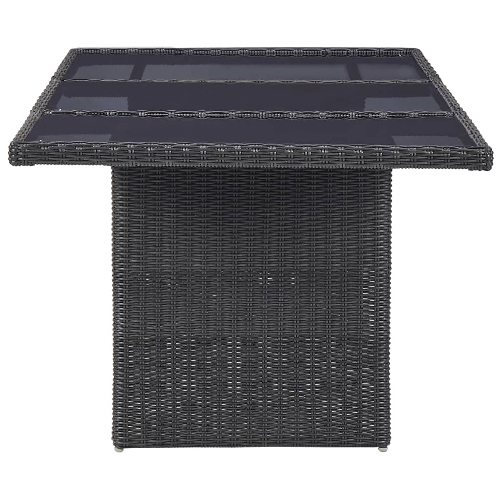 udendørs spisebordssæt 9 dele polyrattan sort