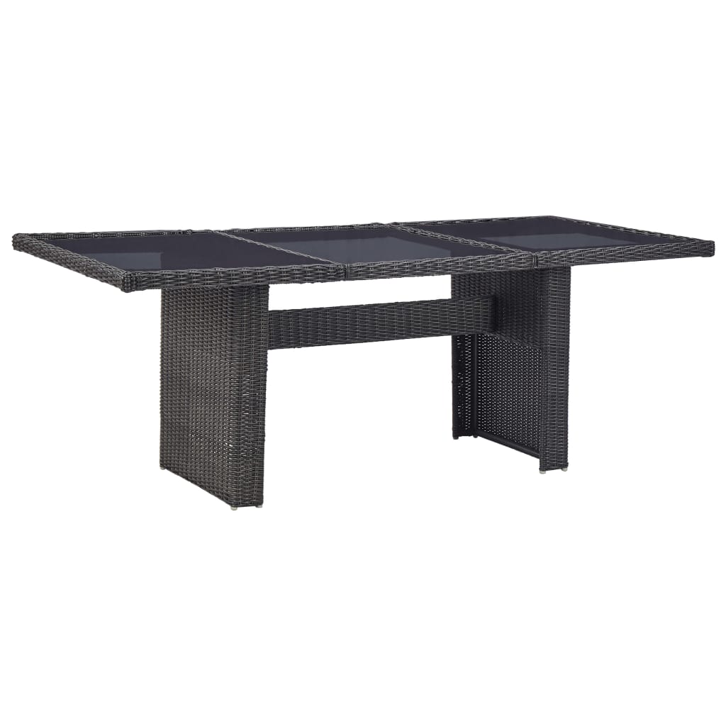 udendørs spisebordssæt 9 dele polyrattan sort
